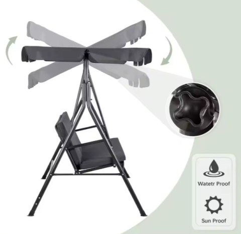 Huśtawka Trzyosobowa Ogrodowa Bujana Materac Szara LEAN