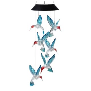 Lampki Solarne Ogrodowe LED Dzwonki Kolibry Niebieskie 70cm LEAN