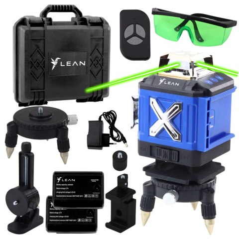 Poziomica Laserowa Płaszczyznowa 4D 16 Linii Walizka 2 Akumulatory Niebieska LEAN