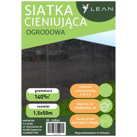 Siatka Cieniująca Na Ogrodzenie Płot Maskująca Szara 1.5M 50M 140g/m² LEAN