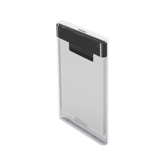 Zewnętrzna obudowa na dysk HDD/SSD 2.5", USB 3.0, AK-66, transparentna Savio