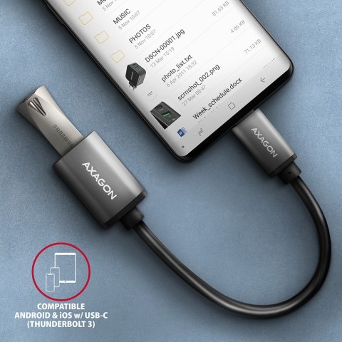 RUCM-AFAC Kabel adapter USB 3.2 Gen 1 Type-C samiec -> Type-A żeńska, 0,2m, 3A, ALU AXAGON