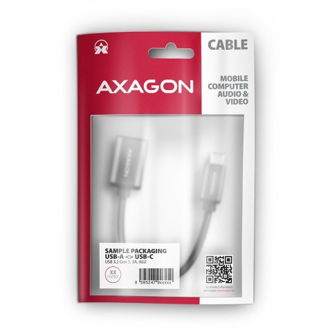 RUCM-AFAC Kabel adapter USB 3.2 Gen 1 Type-C samiec -> Type-A żeńska, 0,2m, 3A, ALU AXAGON