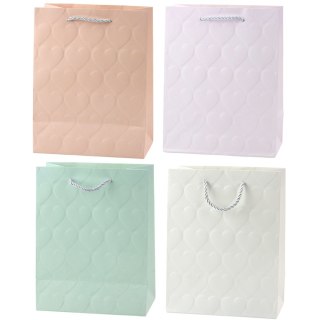 Torba Prezentowa Elegancka Tłoczone Serca Pastelowa 23 x 18 x 10,5 cm LEAN