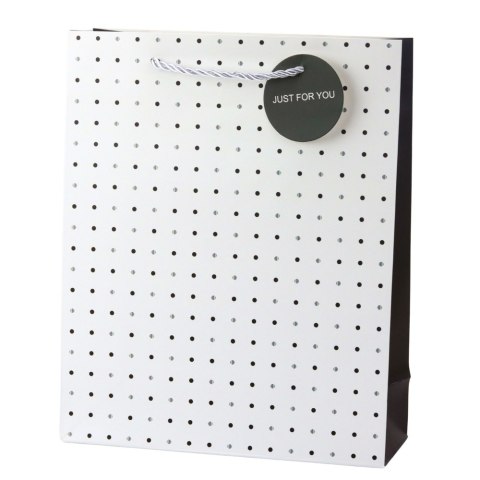 Torba Prezentowa Klasyczna W Kropki Zawieszka Just For You 32 x 26 x 10 cm LEAN