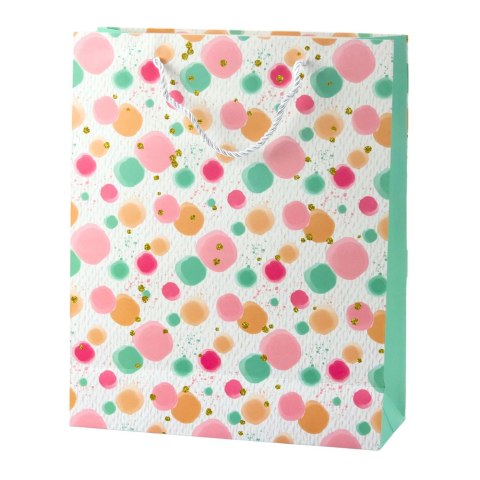 Torba Prezentowa Kropki Akwarelowe Pastelowe 32 × 26 × 10 cm LEAN
