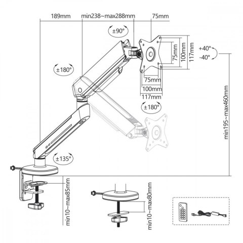 Uchwyt monitora gamingowy RGB LED NanoRS RS165 Maclean