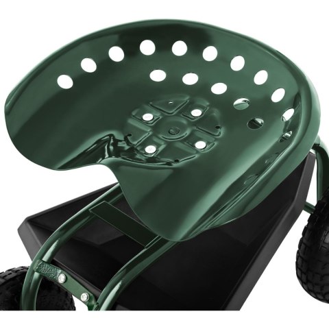 Siedzisko na kółkach do prac ogrodowych zbioru truskawek z półką do 150 kg zielony Hillvert