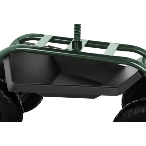 Siedzisko na kółkach do prac ogrodowych zbioru truskawek z półką do 150 kg zielony Hillvert