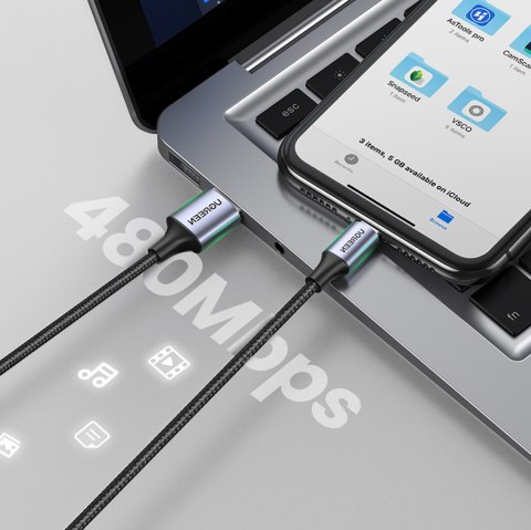 Kabel przewód w oplocie USB-A - iPhone Lightning MFi 2m - czarny UGREEN