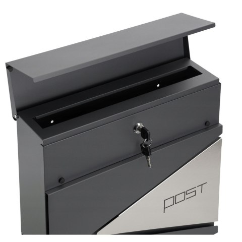 Duża Skrzynka Pocztowa Na Listy Gazety Antracytowa Napis POST 37x37x10,5 cm LEAN