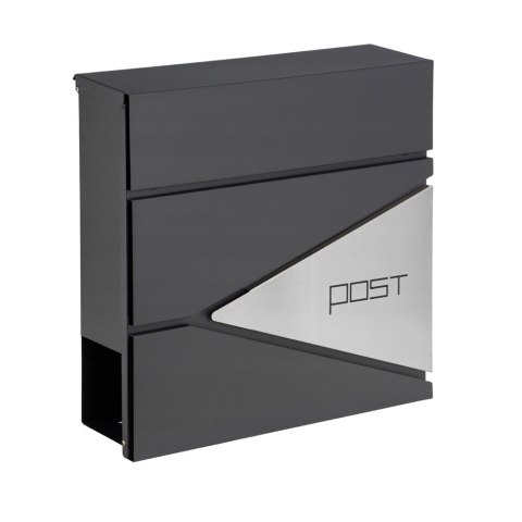 Duża Skrzynka Pocztowa Na Listy Gazety Antracytowa Napis POST 37x37x10,5 cm LEAN