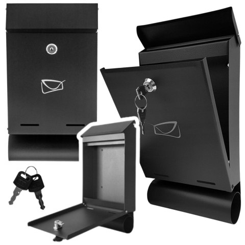 Skrzynka Pocztowa Na Listy Gazety Stal Ocynkowana Czarna 32,5x22,5x9,5cm LEAN