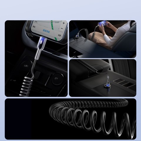 Kabel przewód spiralny USB-A - USB-C Crystal-Clear Series 3A 1.5m - czarny JOYROOM