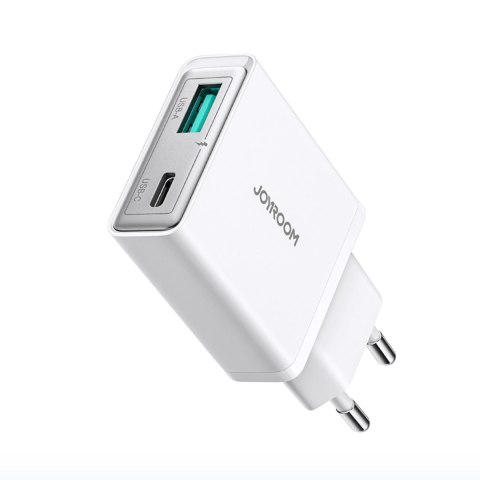 Mała i supercienka ładowarka sieciowa 20W USB-A USB-C - biała JOYROOM