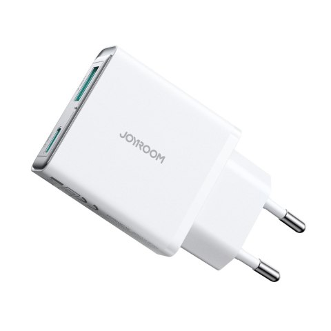 Mała i supercienka ładowarka sieciowa 20W USB-A USB-C - biała JOYROOM