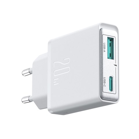 Mała i supercienka ładowarka sieciowa 20W USB-A USB-C - biała JOYROOM