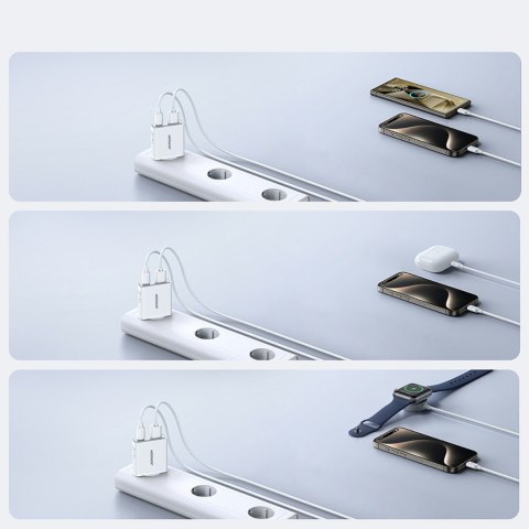 Mała i supercienka ładowarka sieciowa 20W USB-A USB-C - biała JOYROOM