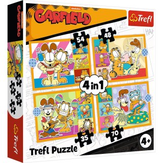 Puzzle - 4w1 (35, 48, 54, 70) - Garfield Kocha lasanię - Trefl 34673 Trefl Puzzle