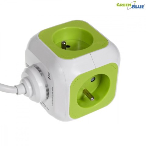MagicCube poczwórne gniazdko prądowe, 2 wejścia usb 1,4m GB118 GreenBlue