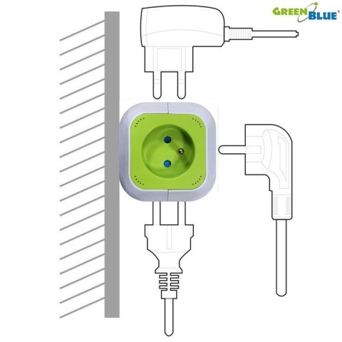 MagicCube poczwórne gniazdko prądowe, 2 wejścia usb 1,4m GB118 GreenBlue
