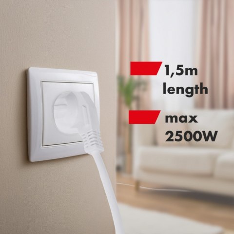 Przedłużacz 6 gniazd 1.5m MCE509 W 250VAC/10A biały, 2500 W, IP20 Maclean