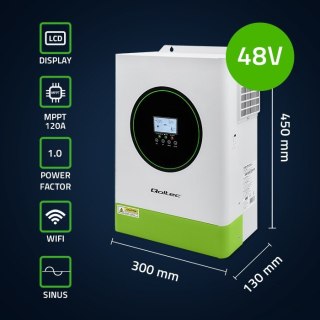Hybrydowy Inwerter solarny Off-Grid 6200W | 120A | 48V | MPPT | BMS | Sinus | opcja Wi-Fi | Power Factor 1.0 Qoltec