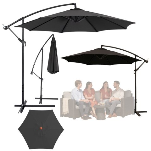 Parasol Ogrodowy Boczny Z Regulacją Pochyłu Pokrowiec 350 x 250cm Antracyt LEAN