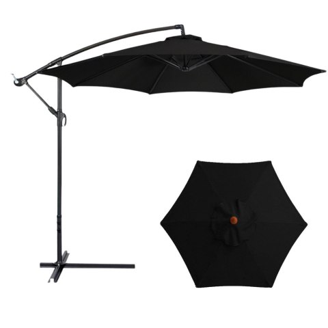 Parasol Ogrodowy Boczny Z Regulacją Pochyłu Pokrowiec 350 x 250cm Czarny LEAN