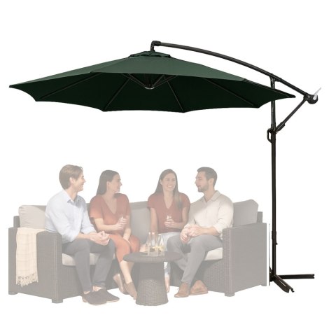 Parasol Ogrodowy Boczny Z Regulacją Pochyłu Pokrowiec 350 x 250cm Zielony LEAN