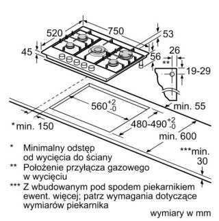 Płyta gazowa PCQ7A5I90 75 cm inox Bosch