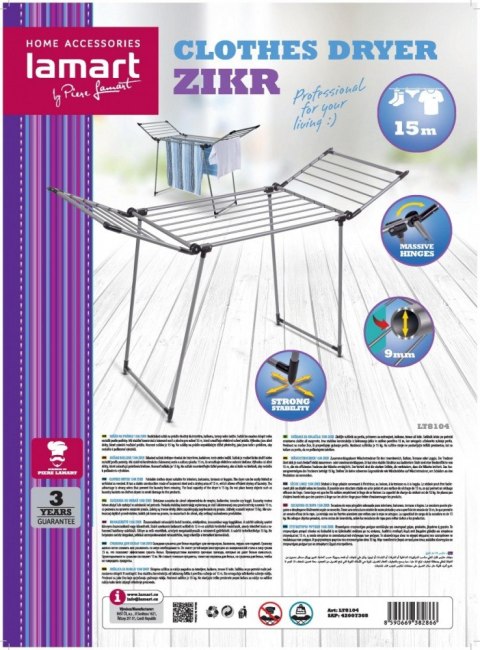 Suszarka uniwersalna ZIKR LT8104 powierzchnia 15 metrów Lamart