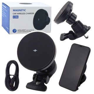 Uchwyt Samochodowy Magnetyczny Z Ładowarką Indukcyjną 15W LEAN