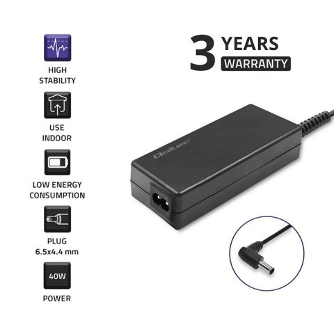 Zasilacz do monitora LG | 40W | 19V | 2.1A | 6.5*4.4 |+ kabel zasilający Qoltec