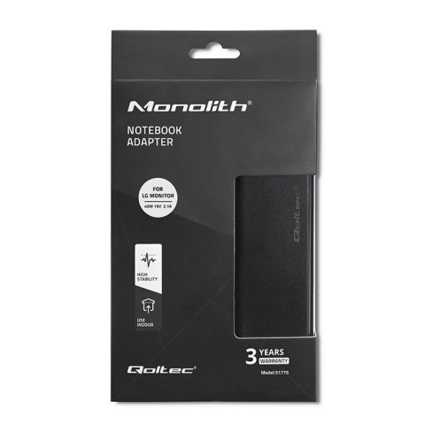 Zasilacz do monitora LG | 40W | 19V | 2.1A | 6.5*4.4 |+ kabel zasilający Qoltec
