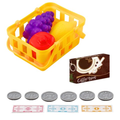 Kasa Sklepowa Dla Dzieci Akcesoria Koszyk Owoce Światła Dźwięki Czerwona LEAN Toys