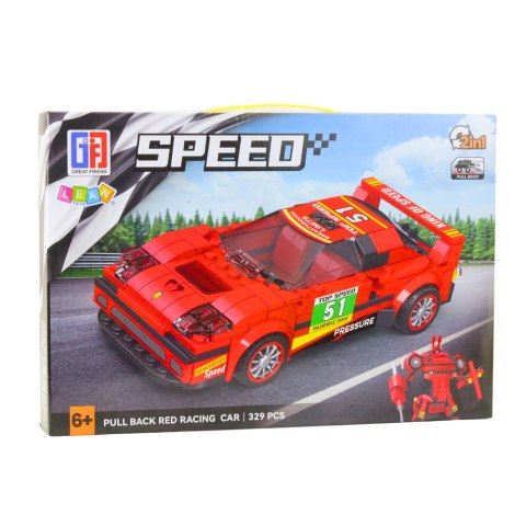 Klocki Konstrukcyjne Auto Robot 2w1 Czerwony Napęd 329 el. LEAN Toys
