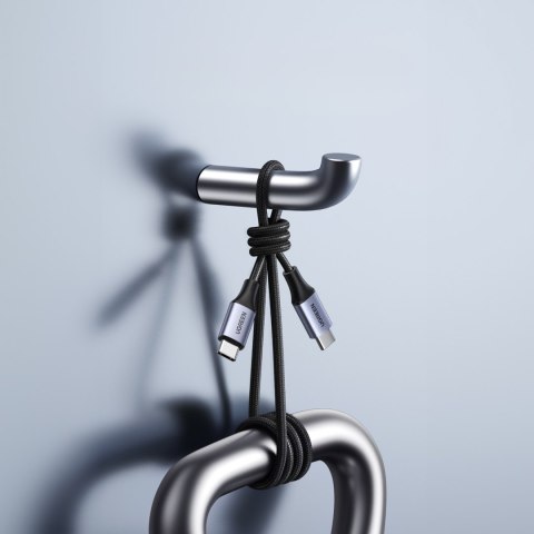 Kabel przewód USB-C PD w oplocie 240W 5A 480Mb/s 1m czarno szary UGREEN