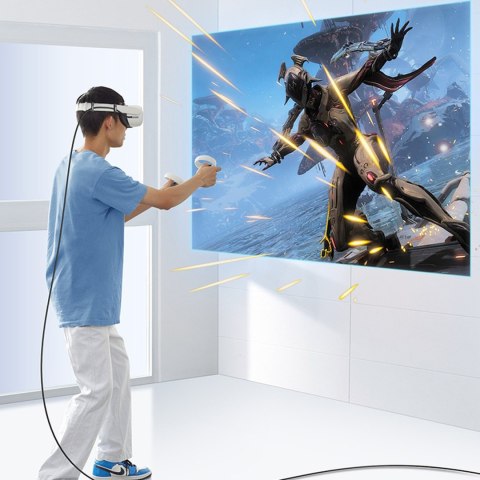 Kabel przewód kątowy USB-C z obsługą gogli VR Oculus Quest 2 60W 5m czarny UGREEN