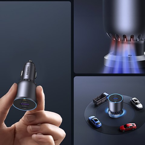 Ładowarka samochodowa 130W 2x USB-C 1x USB-A - szara UGREEN