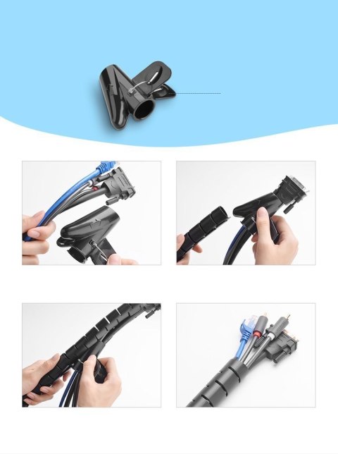 Maskownica organizer do kabli przewodów 3m czarny UGREEN