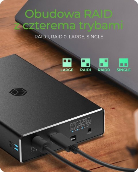 Obudowa IB-RD2253-C31 zew. Raid dla 2,5 SATA HDD na USB 3.2 Gen 2, RAID 0,1, SINGLE, LARGE IcyBox