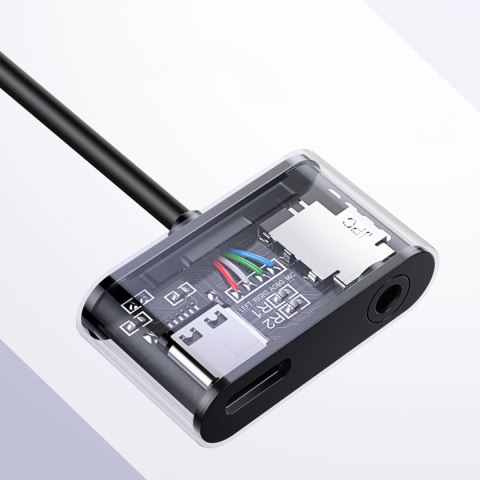 Adapter audio dwuportowy USB-C (męski) - mini jack 3.5mm / USB-C (żeński) - szary UGREEN