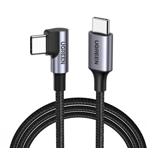 Kabel przewód kątowy USB-C w oplocie 480Mb/s 0.5m czarno szary UGREEN