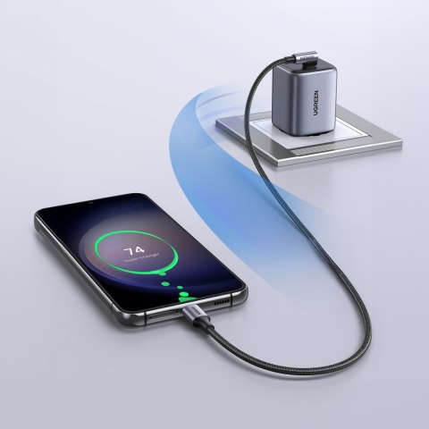 Kabel przewód kątowy USB-C w oplocie 480Mb/s 0.5m czarno szary UGREEN