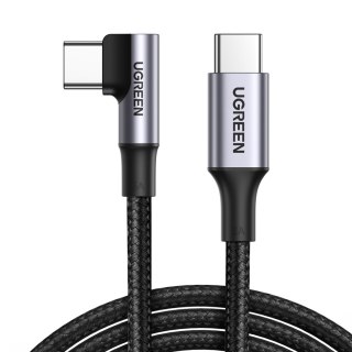 Kabel przewód kątowy USB-C w oplocie 480Mb/s 2m czarno szary UGREEN
