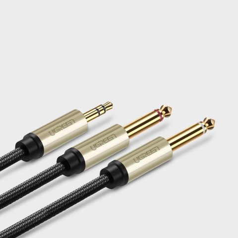 Kabel przewód rozdzielacz audio mini jack 3.5 mm - 2x jack 6.35mm 1m szary UGREEN