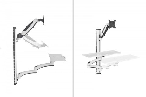Ramię naścienne pojedyncze 1xLCD + klawiatura, max. 32" i 8kg uchylno-obrotowe 360° (PIVOT) Digitus