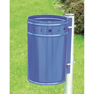 Kosz na śmieci stalowy mocowany na słupek 20L niebieski GSG24