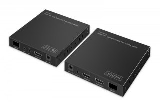 Przedłużacz (extender) światłowodowy HDMI 4K/60Hz przez IP 1G lub do 40km/300m, HDMI Loop-Out, sterowanie IR - zestaw (odbiornik Digitus
